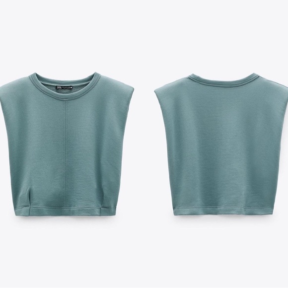 NWT Zara Black Oversized Muscle Top with Shoulder Pads - Picture 4 of 4